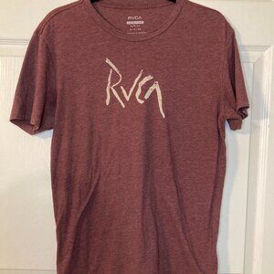 RVCA Men's Maroon Graphic T-Shirt - Front & Back Designs - Size S
